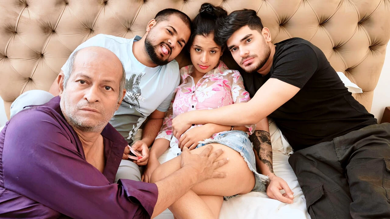 Desi indian foursome and threesome hardcore sex old and young with cute girl..