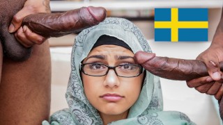 MIA KHALIFA – Interracial Sex med ledsen arabisk flicka och välutrustade afroamerikanska killar