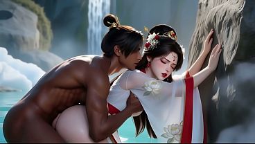 A Chinese ancient costume fairy was having a passionate encounter with her lover, but was suddenly surrounded. Then…AI-generated