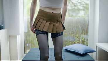 Anal creampie for hot MILF from Austria in a mini skirt