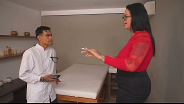 Colombian masseur fucks his unfaithful curvy Mexican client while her husband waits outside!