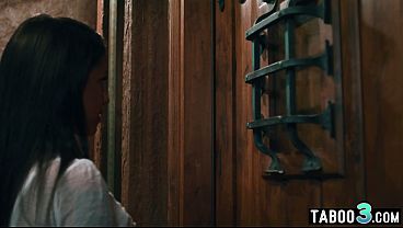 Curious latina teen Nina White enjoying threesome with her perv neighbors