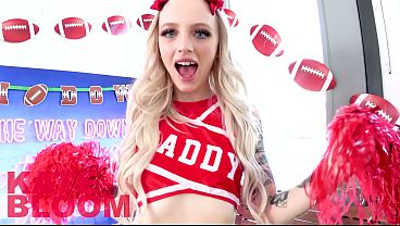 KATE BLOOM Sexy 19 YO Skinny Petite 95 Lb Cheerleader Sucks Off her Coach Deepthroat and Facefuck and Cum Swallow