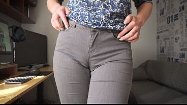 Naughty Colleague Seduces You With Camel Toe In Tight Jeans