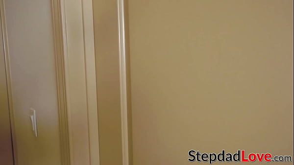 Small tits teen Violet Rain rides stepdads big cock cowgirl