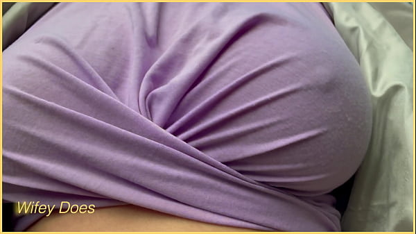 Wifey is braless in this tight pink shirt with her perfect tits flashed