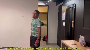 Fucking a college girl next to my wife, English captions