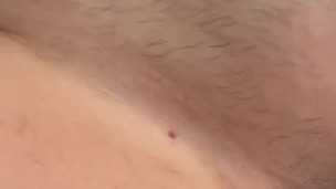 Fucking my girlfriends creamy pussy and emptying my drained balls on her hairy pussy