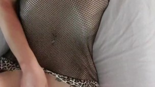 Hot milf in sexy outfit pleases herself