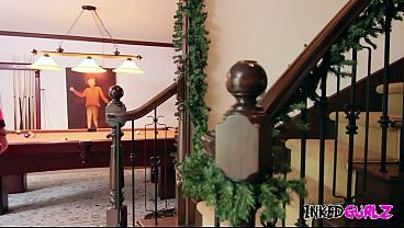 Inked Gurlz – A Big Boobs Milf with Ink is Fucked Hard in the Stairs