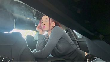 Italian Artemisia Love smoking a cigarette in the car
