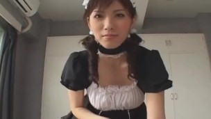 Horny Japanese Maid give the best blowjob ever (uncensored)