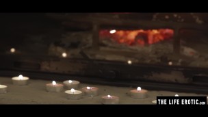 Perfect country girl frigs herself hard by the fire