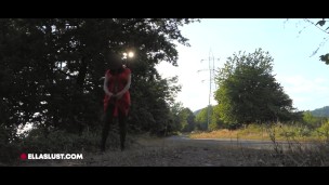 Public flashing, hotwife Ella lets her dress fall off when a car drives by – EllaExhib