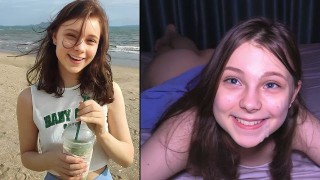 Hooking Up At The Beach – Cutie Makes Him Cum THREE TIMES !