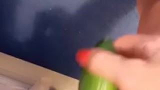 Uks longest labia loves cucumber !