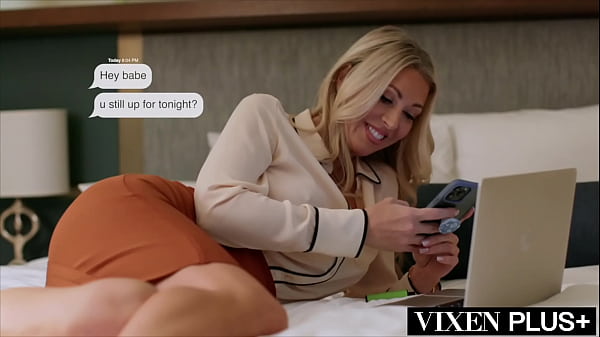 Her husband thinks she’s still at the office – but Holly is really working in a hotel room with two huge cocks!