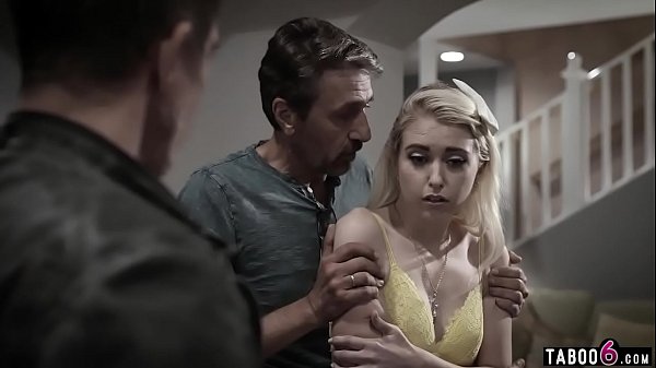 Young blonde stepdaughter DP fucked by step dad and step uncle
