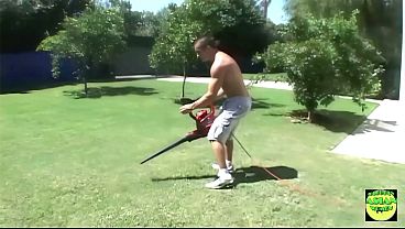 A wellhung ripped gardener shoves his thick cock in his Asian boss mouth and pussy