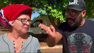 Chubby grandma with headscarf and big natural boobs picked up from street for her first interracial big black cock ass fucking in my bus