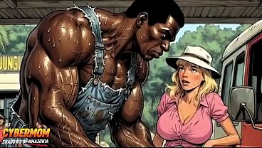 Jungle Gas Station: A Black Pump for a White Wife. Cartoon BBC Wife Cuckold
