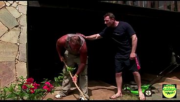 Petite Asian brunette vixen gets double penetrated by her ripped gardening neighborhood hunks