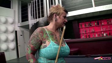 Slut with a lot of tattoos sucks cock and gets banged hard