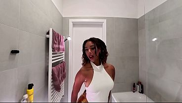 Softcore erotica with a real university Erasmus girl who visits Europe and comes for a try on haul fashion photoshoot turns into porn