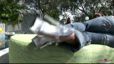 A large black chick is squirting on a passionate man as he licks his ass