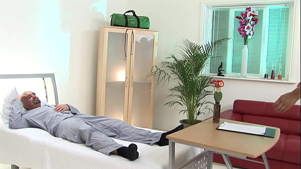 Busty MILF nurse sucks down hot jizz from her patients BWC